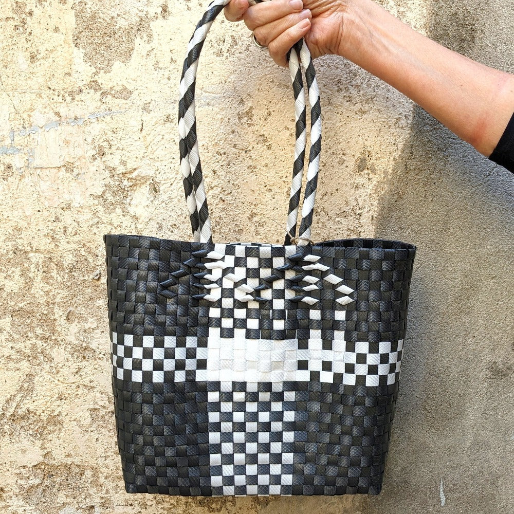 Recycled strapping woven handbag BEVERLY SMART