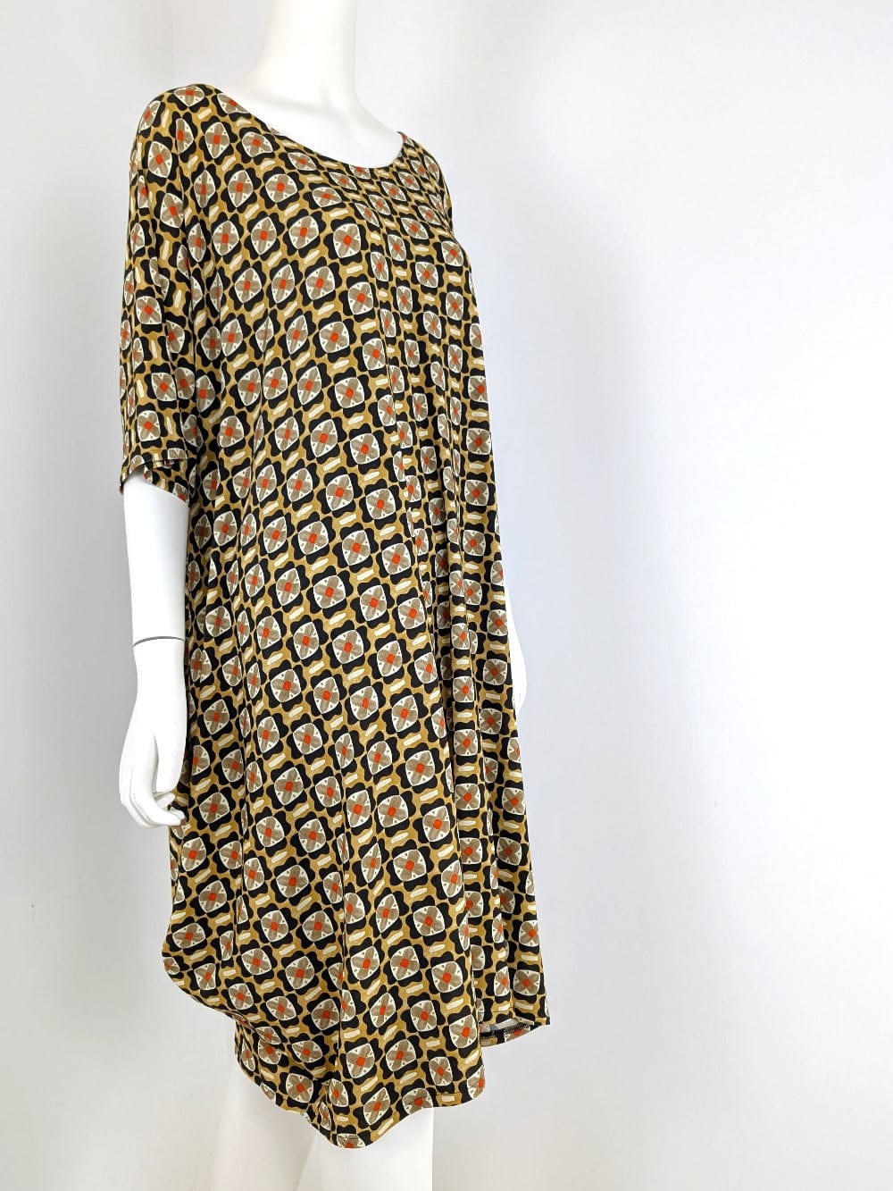 Beverly Smart SS25 Diamond drape dress in fine silky Italian print jersey