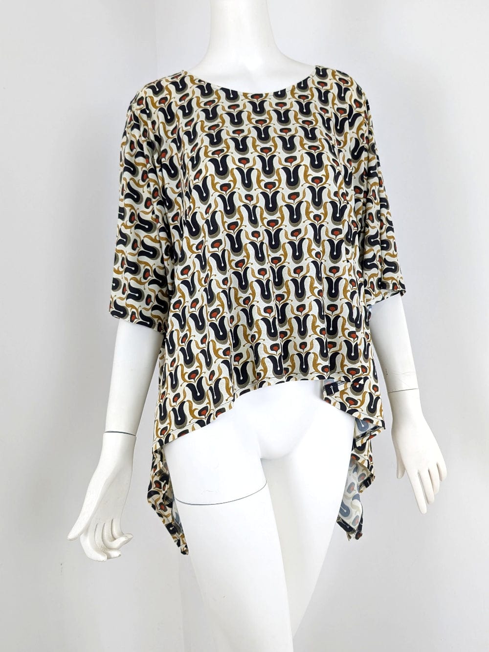 Beverly Smart waterfall top in fine silky Italian print jersey