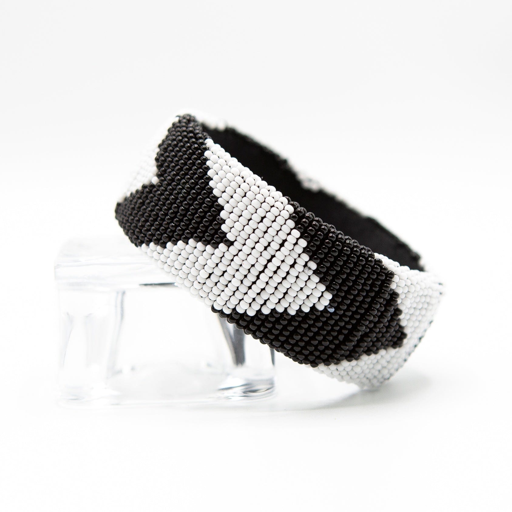 Black and White Chevron Glass Bead Bracelet — WE ARE ALL SMITH